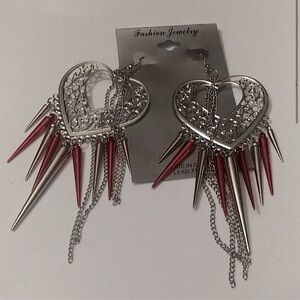 5 inch ❤ heart spiked earrings